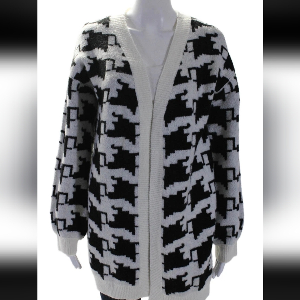 Lovers + Friends Monochrome Houndstooth Open Front Cardigan SZ S❄️
